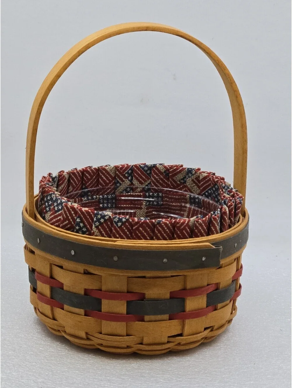 Longaberger 1997 Inaugural Basket Patriotic + Protector, Old Glory Flag Liner